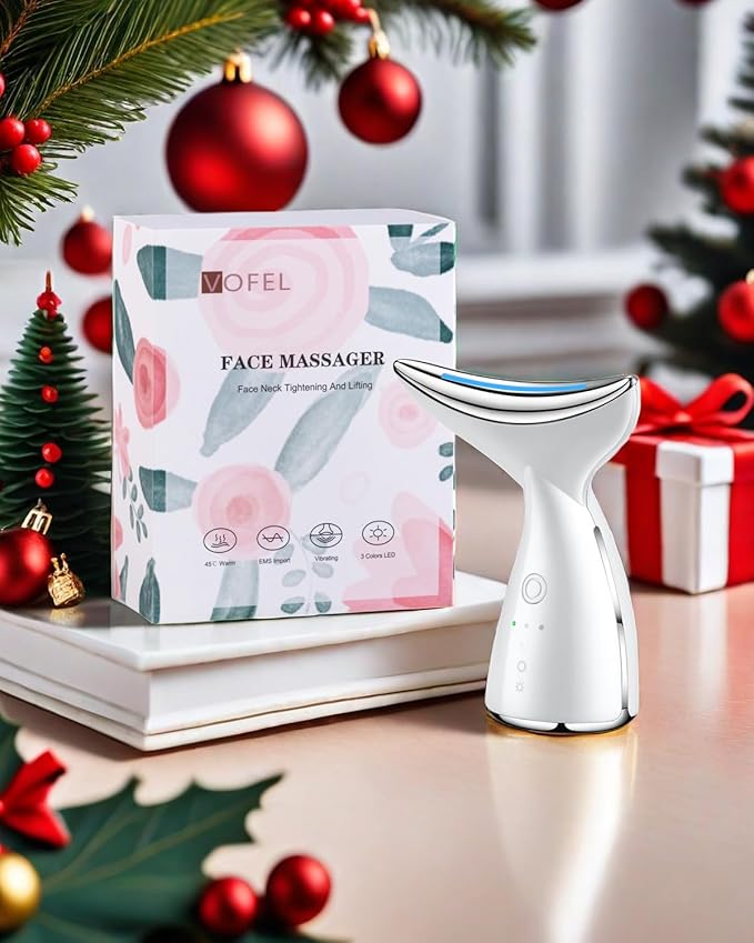 Face and Neck Massger for Skin Care Electric Face Neck Lifting Massager with 45℃ Heat & 3 Massage Modes for Wrinkles Facial Neck Massager (WHITE)