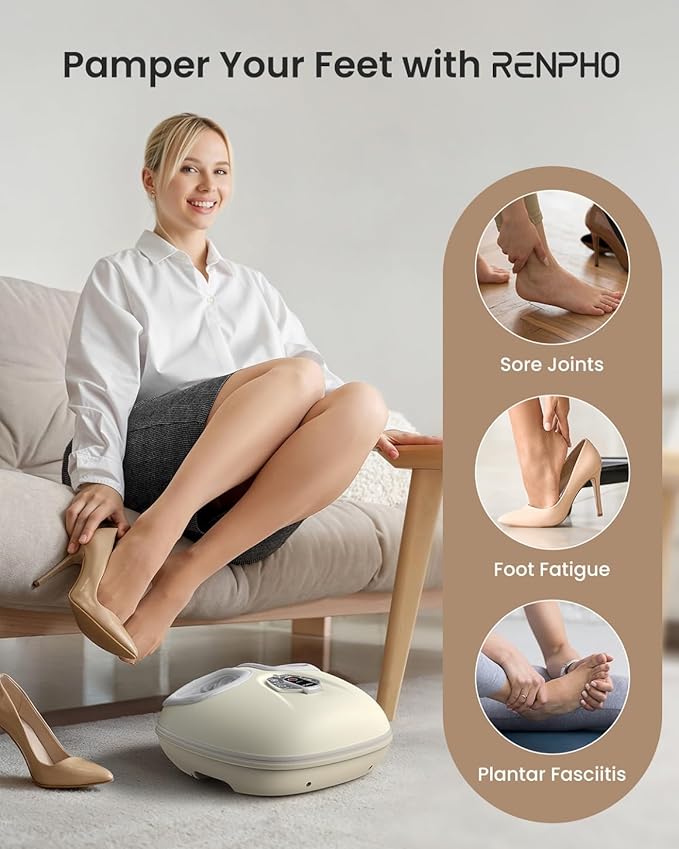 RENPHO Foot Massager Machine with Heat [2025 Upgraded], Shiatsu Foot Massager for Plantar Fasciitis, Birthday Gifts for Women, Wireless Control, Voice Control (New)