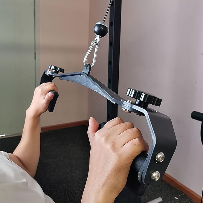 KORIKAHM Adjustable Lat Pull down Bar, Cable Machine Attachments for Gym, Home Gym Fitness T-bar Row Pulldown Attachments, Lat Pull Down Machine Wide Grip Neutral Grip Handle