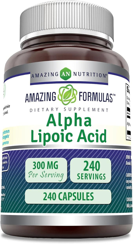 Amazing Formulas Alpha Lipoic Acid 300 mg Capsules Supplement | Non-GMO | Gluten Free | Made in USA (240 Count)