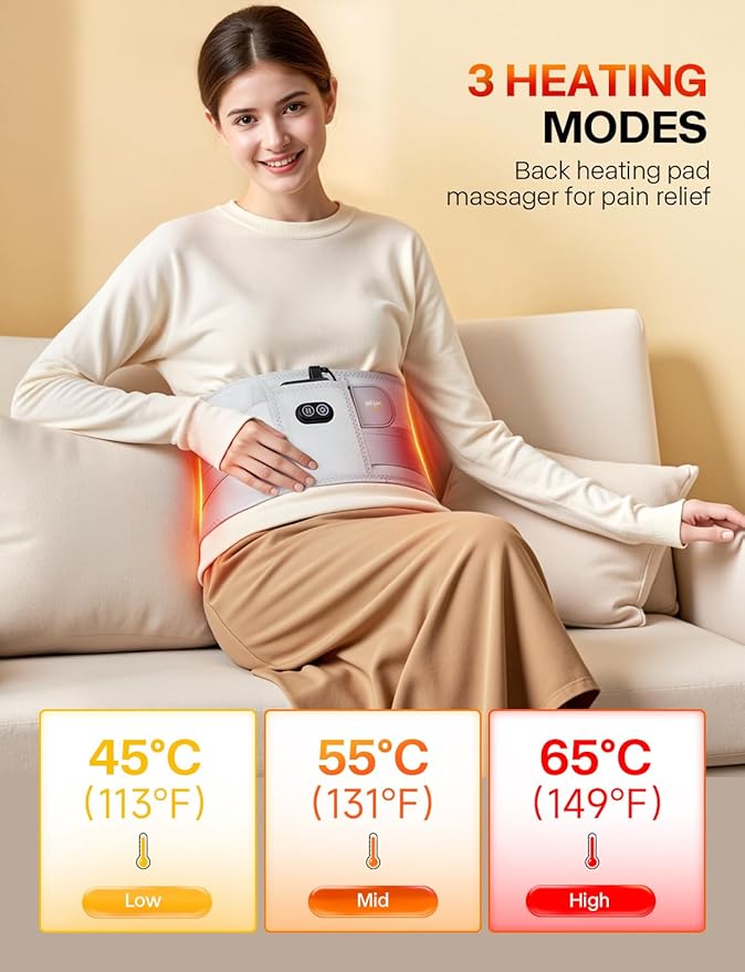ALLJOY 67" Cordless Heating Pad for Back Pain Relief FSA Eligible HSA, 10000mAh Lower Back Massager with 3 Heat 3 Vibration, Portable Heating Pad for Cramps, Birthday Gifts for Women Men Mom Dad