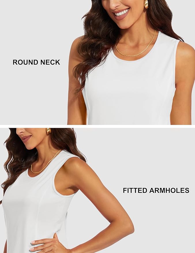 MAGCOMSEN Women's Sleeveless Workout Shirts UPF 80+ Dry Fit Running Wicking Tank Tops Athletic Gym Summer
