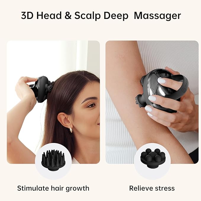 COMFIER Cordless Head Massager Scalp Massager Hair Growth with 3 kneading Modes,Waterproof Hair Massage with 8 Claws for Deep Cleansing,Body Cat Head Scratcher,Gift for Women,Men