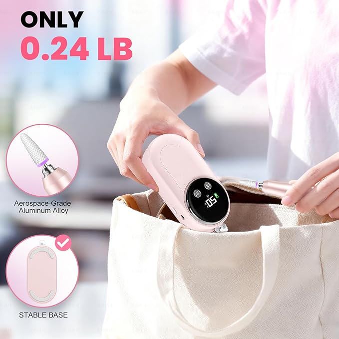 Nail Drill Professional, 50000RPM Rechargeable Cordless Electric Nail Kit with Bits & Anti-Slip Pad, Portable for Acrylic/Gel Removal & Faster Shaping, Manicure & Pedicure at Home or Salon