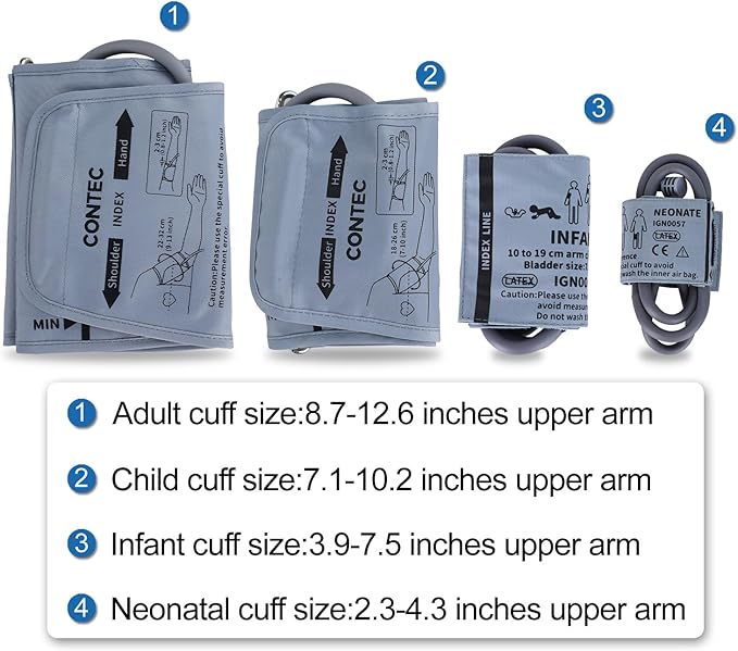 CONTEC Fully Automatic Upper Arm Blood Pressure Monitor 3 Mode 4 Cuffs Without Adapter Electronic Sphygmomanometer