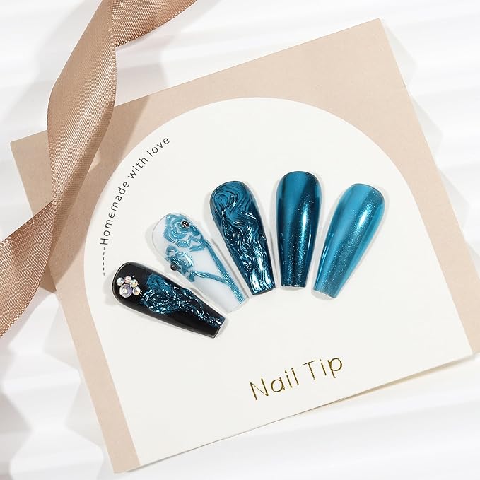 Artdone Chrome Nail Powder, Lake Blue Iridescent Aurora Powder Metallic Mirror Effect Pigment Pearlescent Mermaid Pigment Pearl Glitter Dust Kit, Nail Art Decoration, Resin Craft