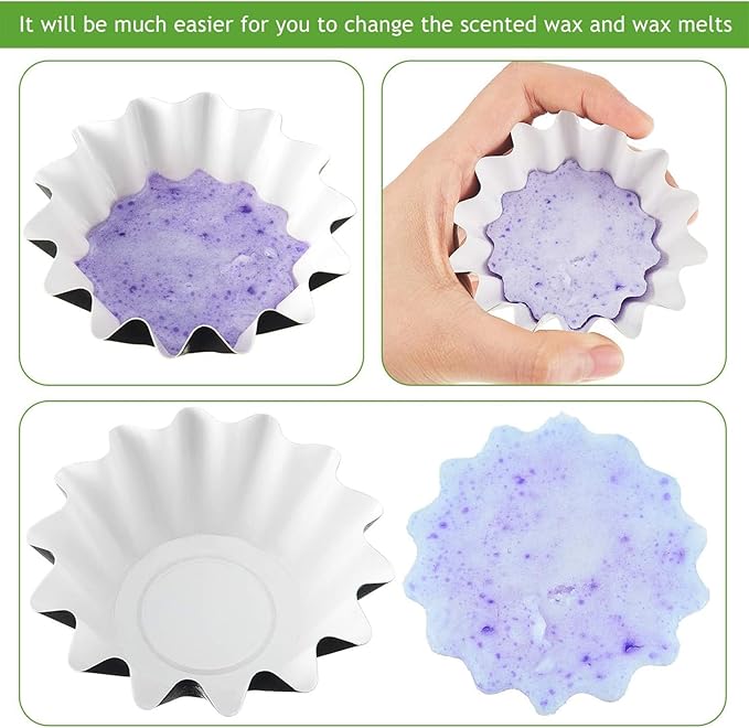 Boao Wax Melt Liners Reusable Wax Warmer Containers Leakproof Cups for Scented Candle, Paper Holders for Electric Pluggable Melter and Burner(Green,50 Pieces)