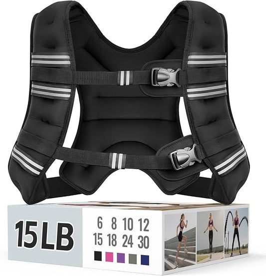 Weighted Vest for Women & Men with Reflective Stripe and Adjustable Buckle, Comfortable & Durable Rucking Vest for Walking, Running & Strength Training