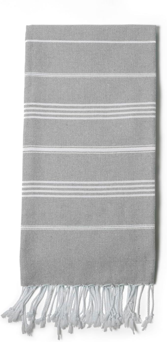 Turkish Beach Towel 100% Organic Cotton Extra Large Oversized (39 x 71 Inches) Quick Dry Sand Free Light Weight Prewashed for Bath Beach Gym Yoga Travel Towel Blanket (Cloud Grey)