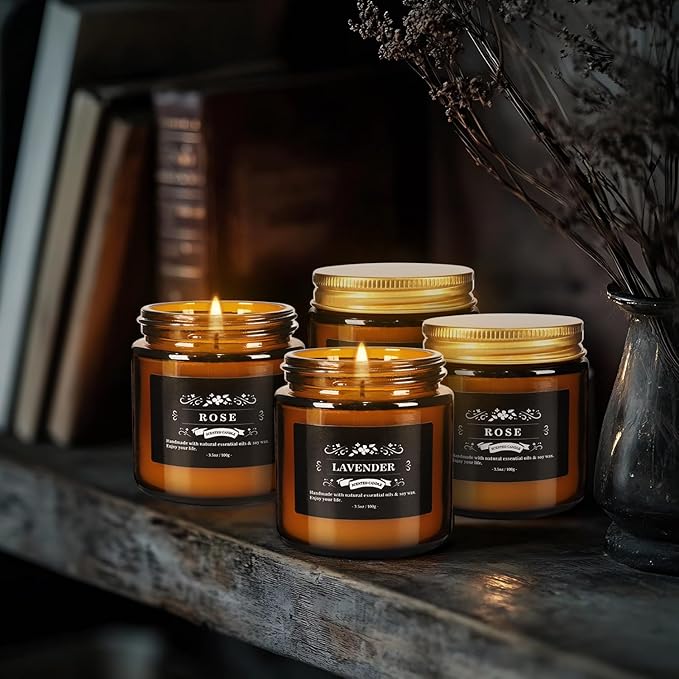 Christmas Scented Candle Set 12 Pack, Candle for Home Scented, Odor Eliminating, Stress Relief, Long Lasting Soy Wax Gift Set