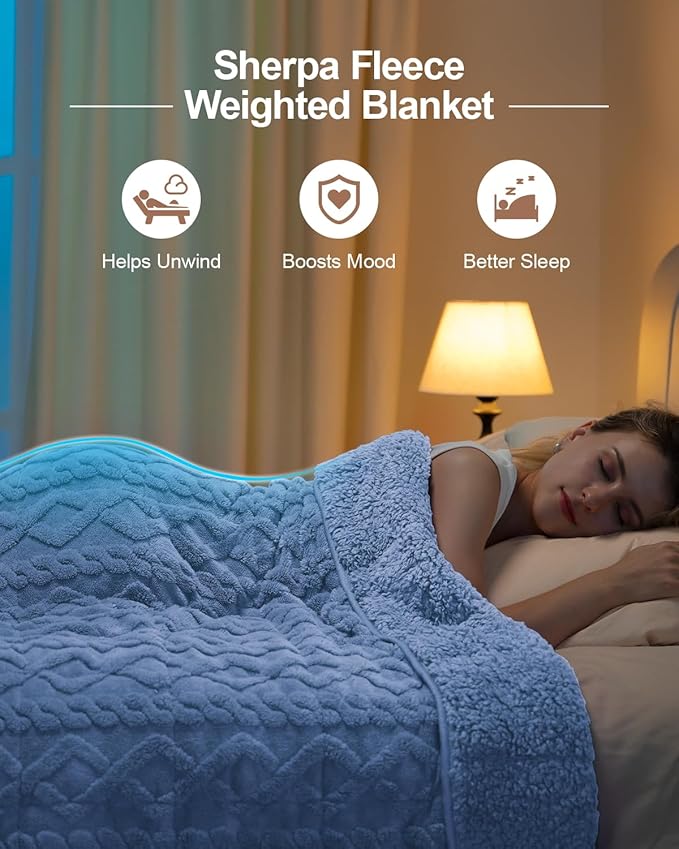 Super Fuzzy Soft Sherpa Fleece Weighted Blanket, 15 lbs Dual Sided Fluffy Heavy Weighted Blankets for Adults - No Bunching with Double Layers of Soft Inner Lining (60"x 80", 15 Pounds)