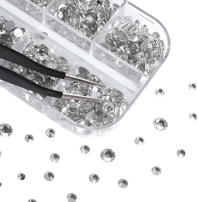 3972pieces Nail Art Rhinestones Kit Nail Gems Ab Flatback 6 Sizes Rhinestones for Nail Art Craft(Clear)