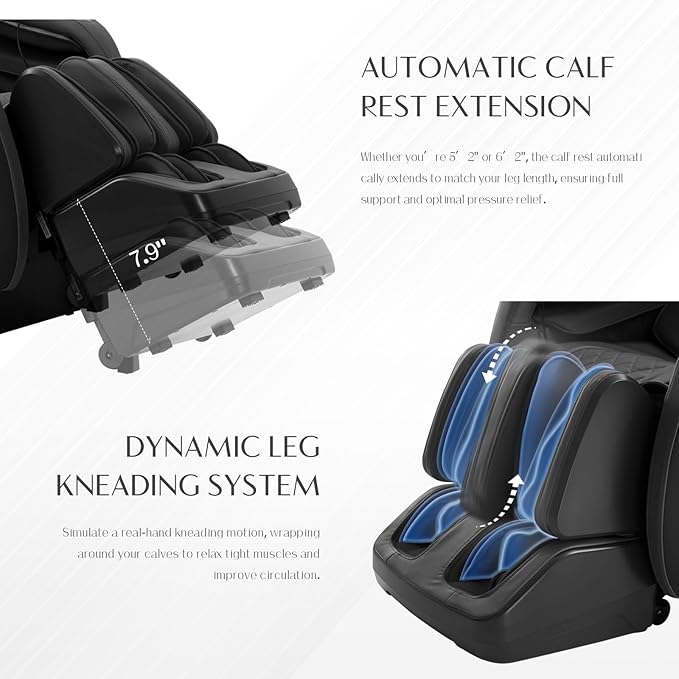 3D Massage Chair, Full Body Massage Chair, Zero Gravity Recliner w/Dynamic Leg Kneading System, 53.14" SL Track, Sleek Appearance, 12 Auto Modes, Wireless Charging, Bluetooth Speaker, TFT Screen