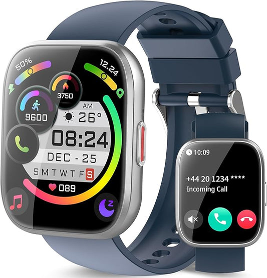Smart Watch for Men Women Bluetooth Call, 2025 New 1.85" HD Smartwatch, Fitness Watch with 120+ Sport Modes, IP68 Waterproof, Heart Rate/Sleep Monitor, Pedometer, Activity Tracker for Android iOS,Blue