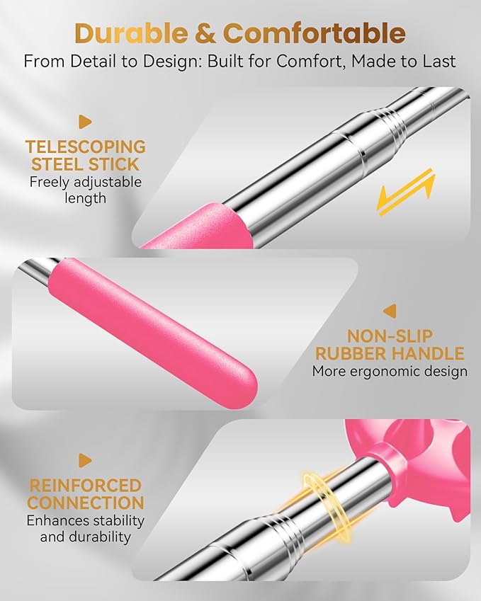 Upgraded Reinforced Telescoping Back Scratcher with 5 Detachable Heads, Larger Scratching Tips, Stocking Stuffer & White Elephant Gifts for for Men Women Adults