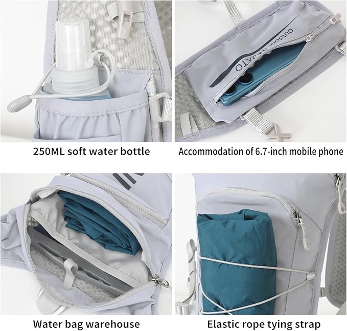 INOXTO Running Hydration Vest Backpack,Lightweight Pack with 1.6L Water Bladder Hydration Backpack Daypack for Hiking Trail Running Cycling Race Marathon for Women Men