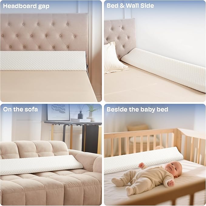King Size Wedge Pillow Headboard for Bed Gap Filler, Bed Wedge Pillow for Headboard Gap (0-8") Ergonomic Mattress Wedges Gap Filler for Stop Pillows, Phones & Items Falling Down(76"X10"X6")