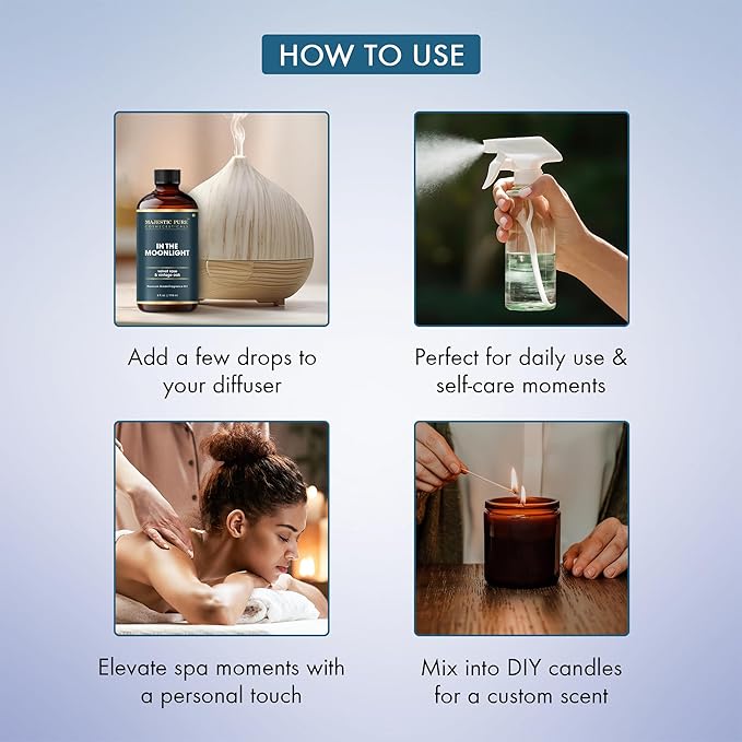 MAJESTIC PURE Velvet Rose & Vintage Oak Premium & Free from Mineral Oil | Rose, Oak & Musk Oil used in Diffuers, DIY, Self Care | 4 Fl Oz