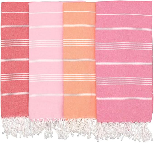 Oversized Turkish Beach Towel 38’’x71’’ - Set of 4 | 100% Turkish Cotton Lightweight Sand Free Quick Dry Pool Towels | Extra Large Bath Towels for Adults Beach Blanket Essentials