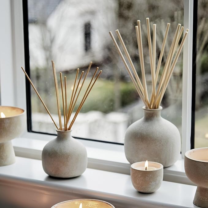 BLUEME Renew-Ivy & Rose, 16.91 Fl Oz Wellness Diffuser, Contains Essential Oil, Sustainable, Hand Finished, Premium, Luxury Ceramic, Natural Rattan Reeds