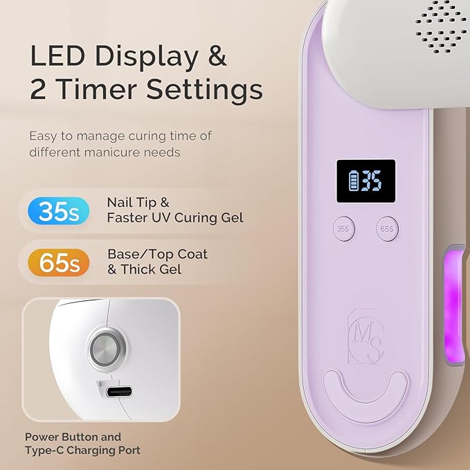MelodySusie Plus20F Cordless UV Nail Lamp, Innovative UV Protection Light for Gel Nails with 2 Timers & LED Display,Rechargeable Nail Art Tools for Manicure Fast Curing Gel Polish at Salon & Home