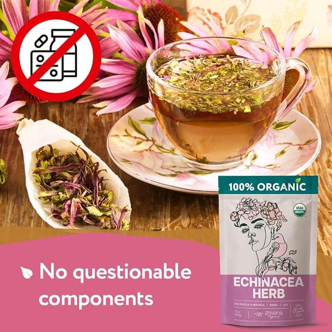 Organic Echinacea Herb (4 oz.) - Equinacea Organica - Echinacea Purpurea Loose Leaf Tea - Immunity, Respiratory System, Digestion