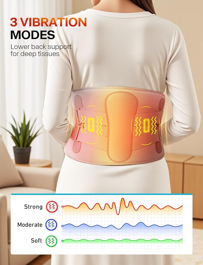 ALLJOY 67" Cordless Heating Pad for Back Pain Relief FSA Eligible HSA, 10000mAh Lower Back Massager with 3 Heat 3 Vibration, Portable Heating Pad for Cramps, Birthday Gifts for Women Men Mom Dad