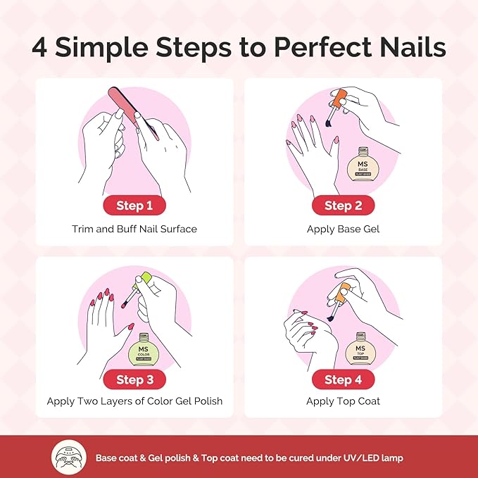 MelodySusie Highly Pigmented Gel Nail Polish Set, 0.56 fl.oz Tilt-and-Stand Bottle, HEMA Free Plant-Based Formula, 6 Colors Classic Kit, Soak Off UV LED Manicure Kit Gift Box(White, Black, Dark Red)