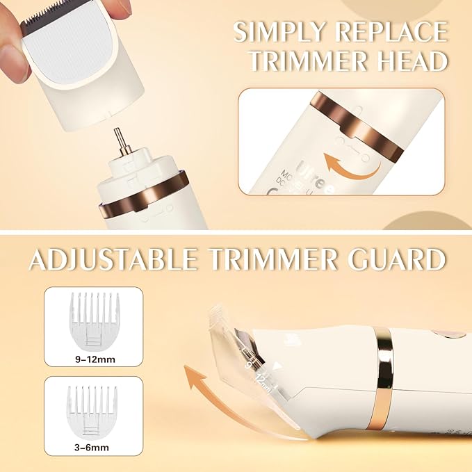 Ufree Bikini Trimmer Electric Razors for Women, Rechargeable Pubic Hair Trimmer Electric Shaver for Legs Body Hair, Bikini Shaver IPX7 Waterproof, White