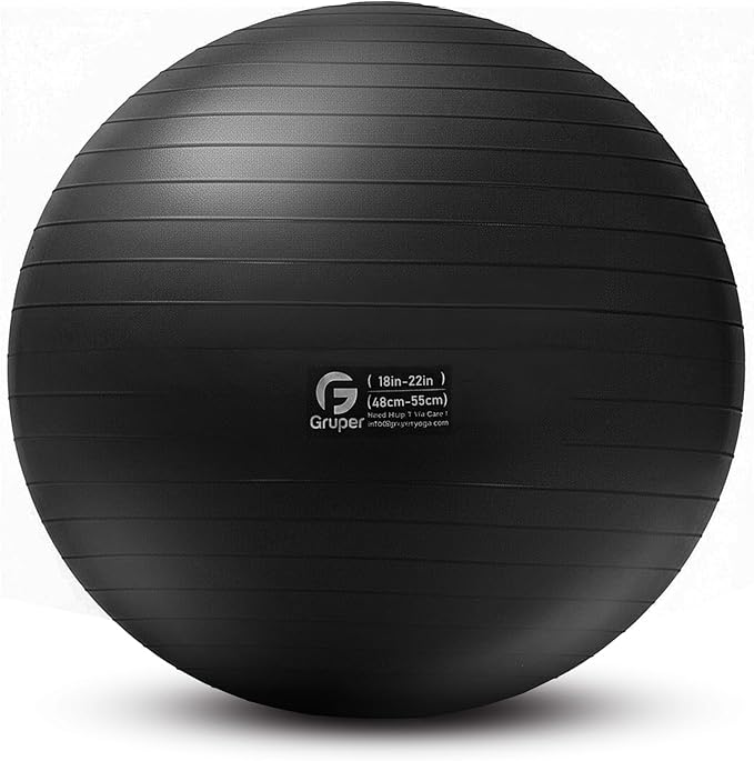Gruper Yoga Ball and Pilates Ball,4 Sizes Exercise Ball for Fitness, Workout, Pregnancy and Physical Therapy,Quick Pump Included,Great as Yoga Ball Chair for Office or Home Gym Equipment