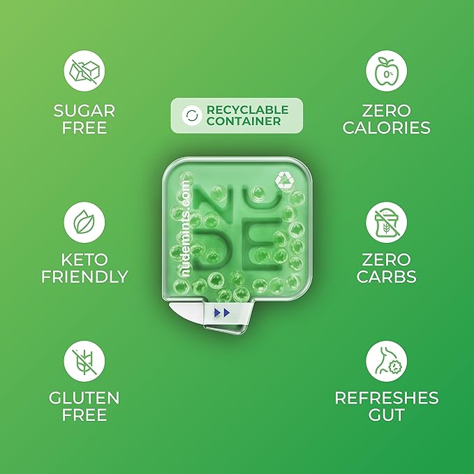 NUDE MINTS | Double Action Liquid Capsules | Mouth Watering Mint - Lasts 3x Longer - 3x Stronger - Extreme Bad Breath Solution For Adults - Sugar Free, 0 Calorie - Melon - 10 Pack - 300 Capsules