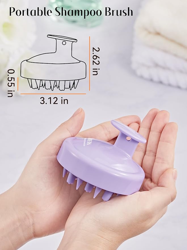 HEETA Hair Scalp Massager Brush, Updated Scalp Exfoliator with Soft Silicone Bristles, Wet & Dry Head Massager Washing Tool for Women, Men, Kids, Lavender Purple
