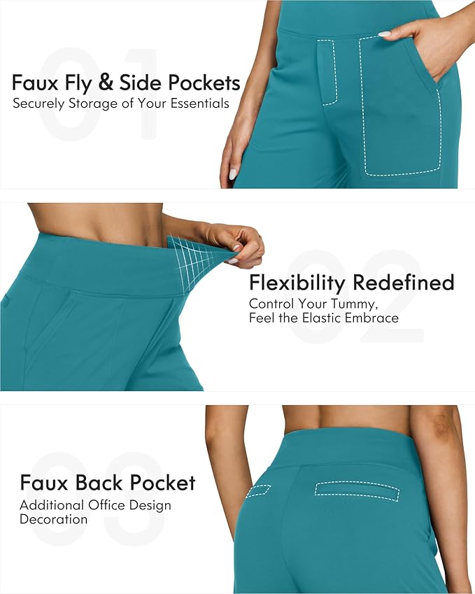 G4Free Yoga Pants Women Wide Leg Pants with Pockets High Waist Stretch Dress Casual Sweatpants Petite/Regular/Tall