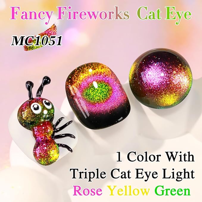 Double Rhythm Cat Eye Gel Polish with Magnet 15ML Holographic Glitter Shimmer Translucent Sheer Color Glass Magnetic Gel Polish Salon DIY at Home (Orange Pink-MC1051)