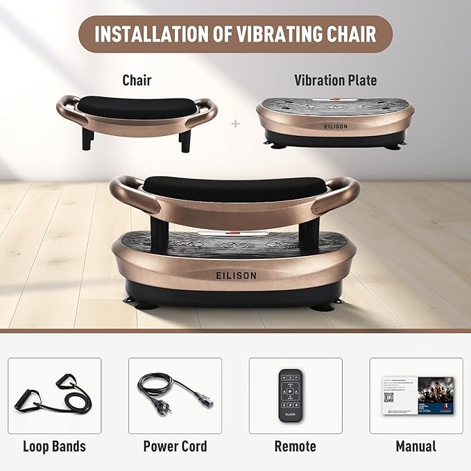 EILISON FITABS 3D Vibration Plate Exercise Machine with Seat - Ocsillation, Pulsation + Vibration Platform, Push Up | Vibration Machine for Lymphatic Drainage, Weight Loss, Recovery