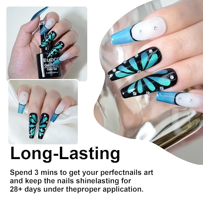 6 Colors Two-tone Cat Eye Nail Polish, Upgraded Magnetic Gel Polish Kit with Magnet Stick, Galaxy Chameleon Effect Silky Cat Eye Nail Gel Soak Off Nail Art Salon Manicure Home Ladies Gift