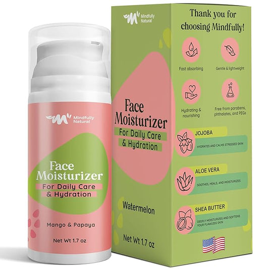Kids Face Lotion with Shea Butter, Aloe Vera & Jojoba – Gentle, Hydrating Moisturizer for Girls & Boys Ages 8-12 – Lightweight, Fast-Absorbing Daily Face Cream for Sensitive Skin (Watermelon)
