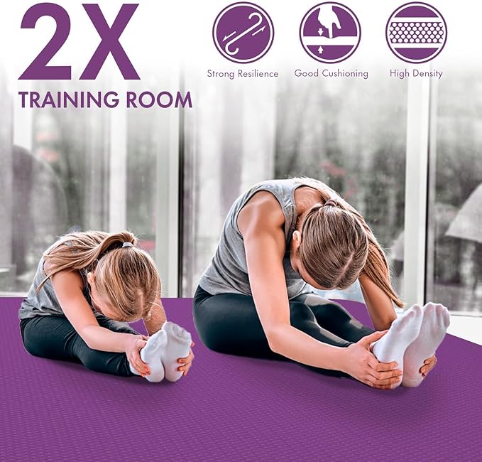 FrenzyBird Large Yoga Mat 6'x 4'（72”x 48”）—1/4" &1/3" Extra Wide Exercise Mat 183cm x 122cm Large Exercise Mat Big Home Yoga Mat Pilates Mat,Non Slip,Thick,TPE Workout Mat,for Women & Men, Yoga, Pilates, Gym and Floor Workouts Pilates