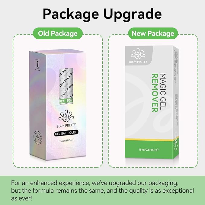 BORN PRETTY Gel Nail Polish Remover - 2Pcs Gel Polish Remover for Nails with Cuticle Pusher, Quick & Easy Gel Nail Polish Removal in 3-5 Minutes, No Need Soaking or Wrapping