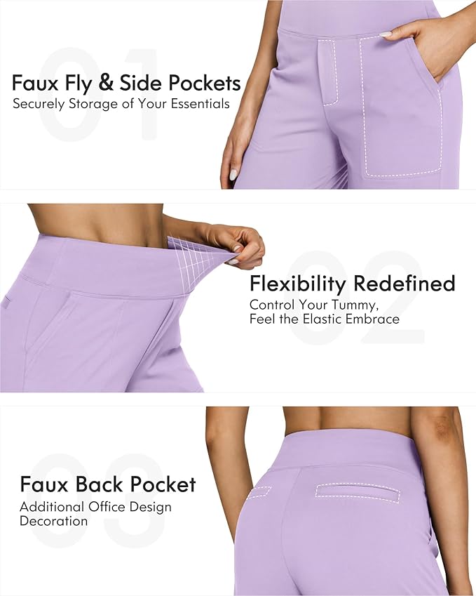 G4Free Yoga Pants Women Wide Leg Pants with Pockets High Waist Stretch Dress Casual Sweatpants Petite/Regular/Tall