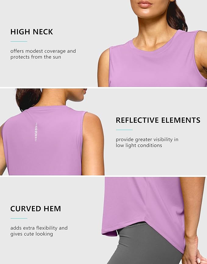 G Gradual Women's Workout Tank Tops Lightweight Sleeveless High Neck Athletic Shirts for Running Gym Tennis Pickleball