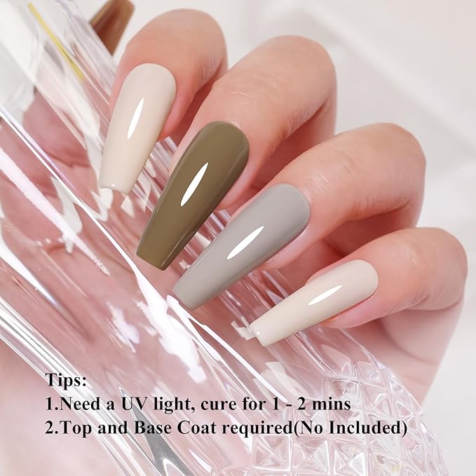 10ml Hema Free Fall Gel Nail Polish Set 6 Colors Beige Brown Taupe Gel Polish Kit Soak Off Nail Art Salon Home DIY Gift for Women