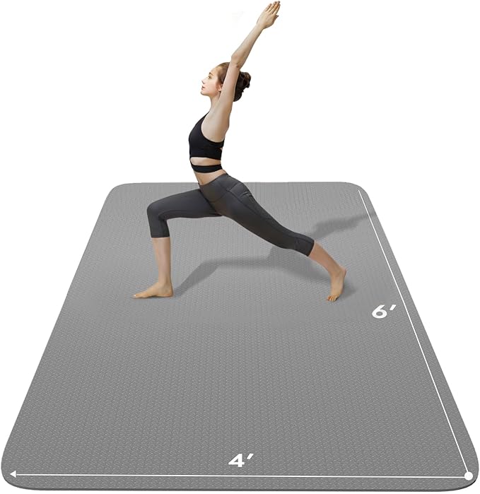 FrenzyBird Large Yoga Mat 6'x 4'（72”x 48”）—1/4" &1/3" Extra Wide Exercise Mat 183cm x 122cm Large Exercise Mat Big Home Yoga Mat Pilates Mat,Non Slip,Thick,TPE Workout Mat,for Women & Men, Yoga, Pilates, Gym and Floor Workouts Pilates