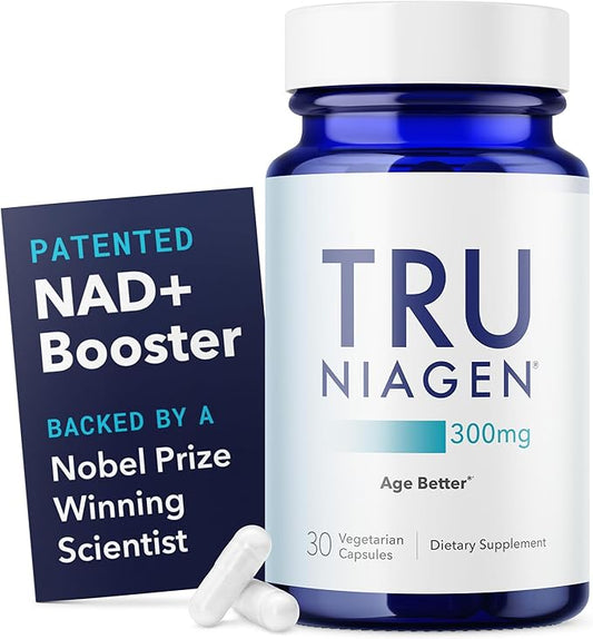TRU NIAGEN Patented NAD+ Supplement for Anti Aging and Cell Regeneration, 300 mg Niagen, 30 Servings | Supports Cellular Energy, Brain, Muscle | Nicotinamide Riboside (NR) Take 1 Daily | 1 Bottle