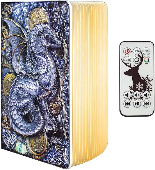 Novelty 3D Dragon Embossed Magic Book Lamp,Personalized Night Light,Sleep aid Machine,Sound Machine for Sleeping， Unique Gifts