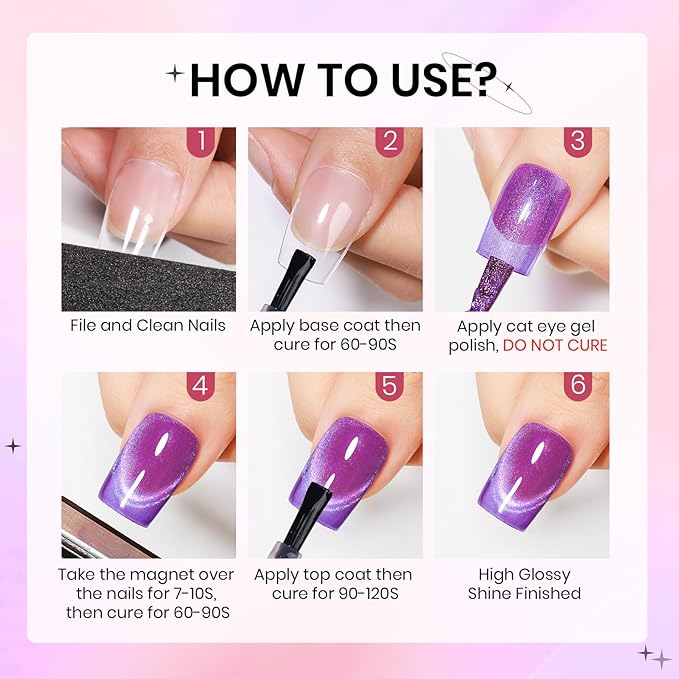 12 Colors Neon Cat Eye Gel Nail Polish with Magnetic Cateye Nail Polish Gel Yello Pink Purple Cat Eye Effects Summer Collection for Home Manicure