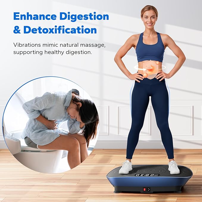 MERACH Vibration Plate Exercise Machine, Slim Vibration Plate for Lymphatic Drainage Weight Loss, Vibrating Plate with Real-Time Calorie Tracking on LED Display, Workout Equipment for Home Women Men