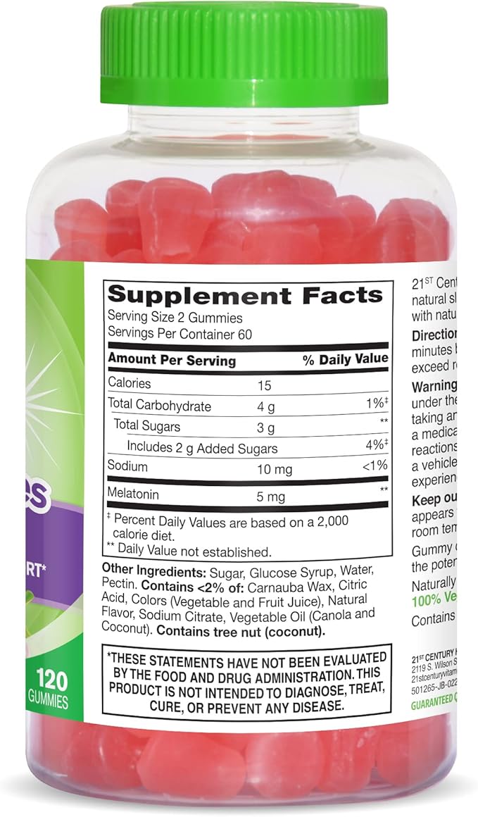 21st Century Vitajoy Melatonin Gummies, Multi, Strawberry, 120 Count