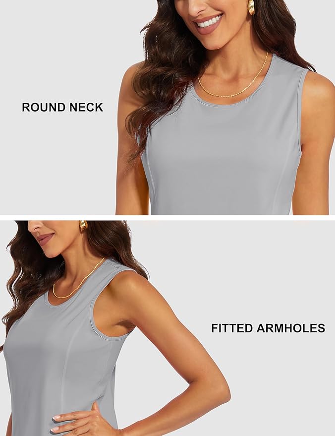 MAGCOMSEN Women's Sleeveless Workout Shirts UPF 80+ Dry Fit Running Wicking Tank Tops Athletic Gym Summer