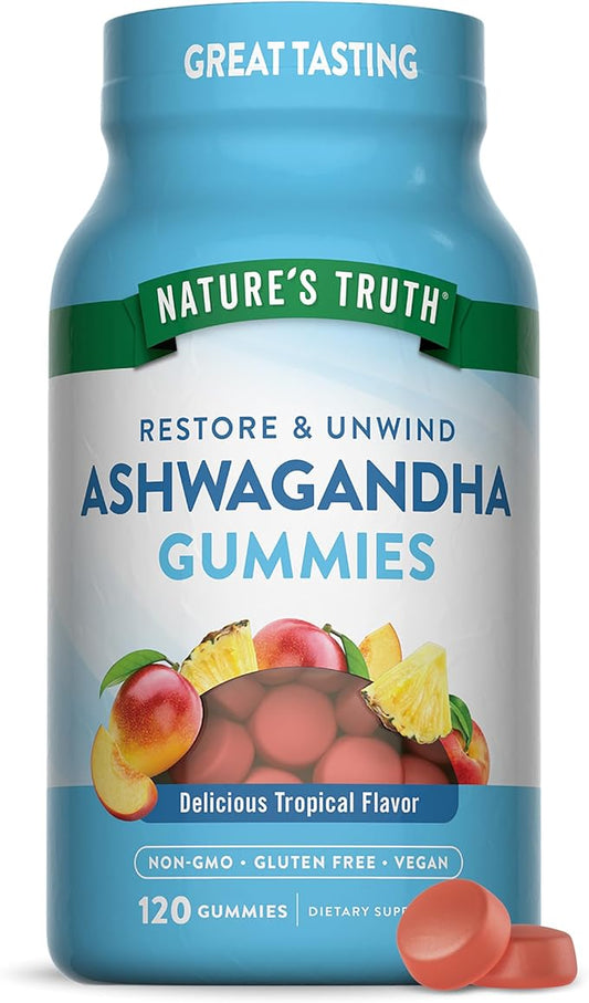 Nature's Truth Ashwagandha Gummies | 120 Count | Tropical Flavor | Vegan, Non-GMO & Gluten Free Supplement